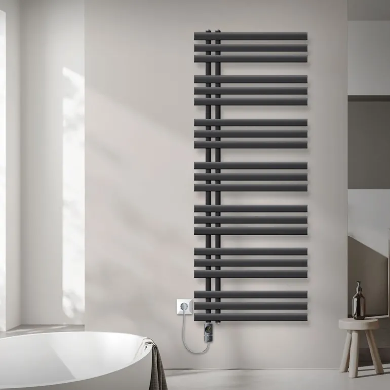 Badheizkörper Mittelanschluss 600x1600 mm Anthrazit mit Heizstab 1200W LuxeBath
