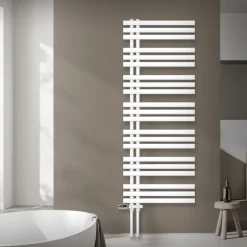 Badheizkörper Mittelanschluss 600x1600 mm Weiß mit Boden Anschlussgarnitur LuxeBath