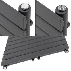 Badheizkörper Mittelanschluss 600x800 mm Anthrazit mit Boden Anschlussgarnitur LuxeBath