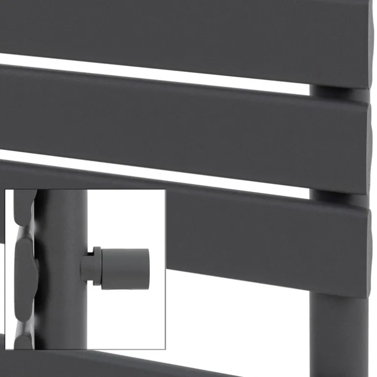 Badheizkörper Mittelanschluss 600x800 mm Anthrazit mit Boden Anschlussgarnitur LuxeBath