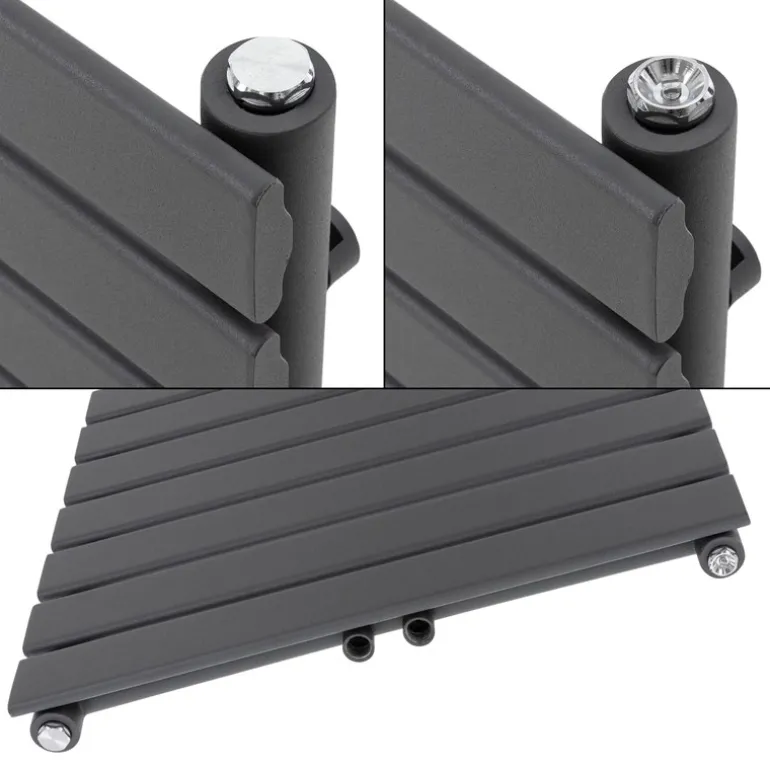 Badheizkörper Mittelanschluss 600x800 mm Anthrazit mit Wand Anschlussgarnitur LuxeBath
