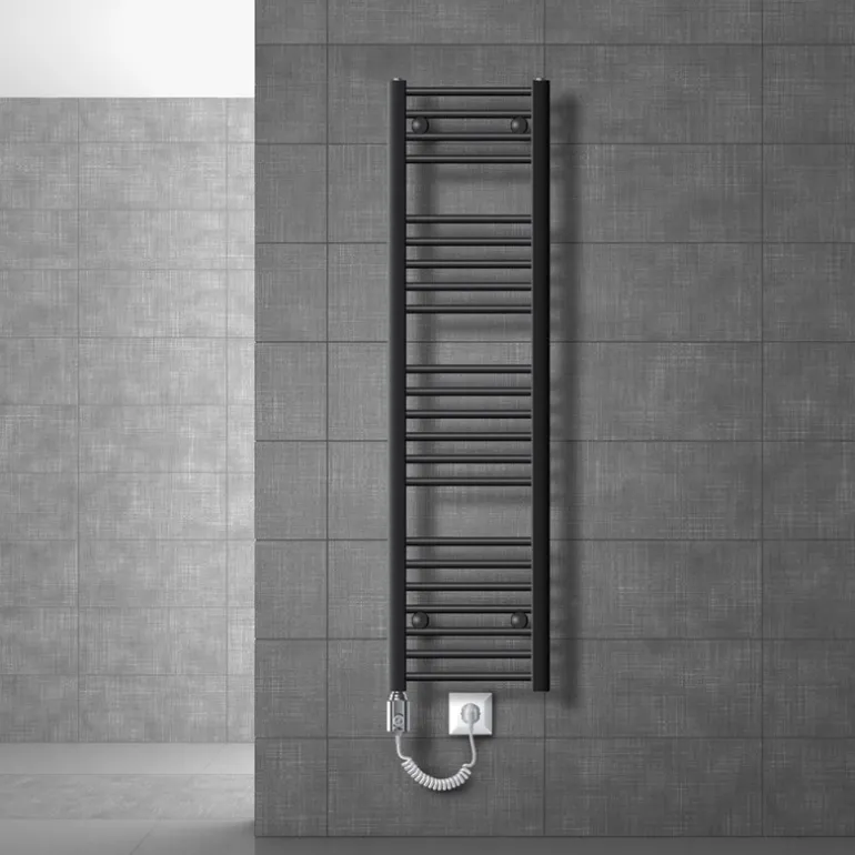 Badheizkörper Sahara mit Heizstab 1200W 300x1400 mm Anthrazit gerade mit Seitenanschluss