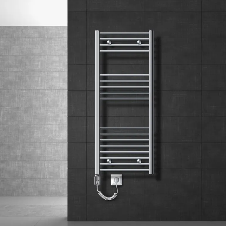 Badheizkörper Sahara mit Heizstab 1200W 500x1200 mm Chrome gebogen mit Seitenanschluss