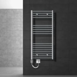 Badheizkörper Sahara mit Heizstab 900W 600x1200 mm Chrome gebogen mit Seitenanschluss
