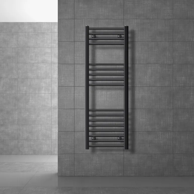 Badheizkörper Sahara 400x1200 mm Anthrazit gerade mit Seitenanschluss LuxeBath