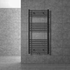 Badheizkörper Sahara 600x1200 mm Anthrazit gebogen mit Mittelanschluss LuxeBath