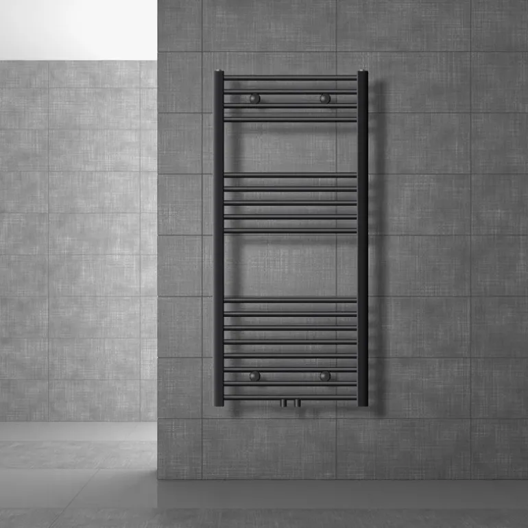 Badheizkörper Sahara 600x1200 mm Anthrazit gebogen mit Mittelanschluss LuxeBath