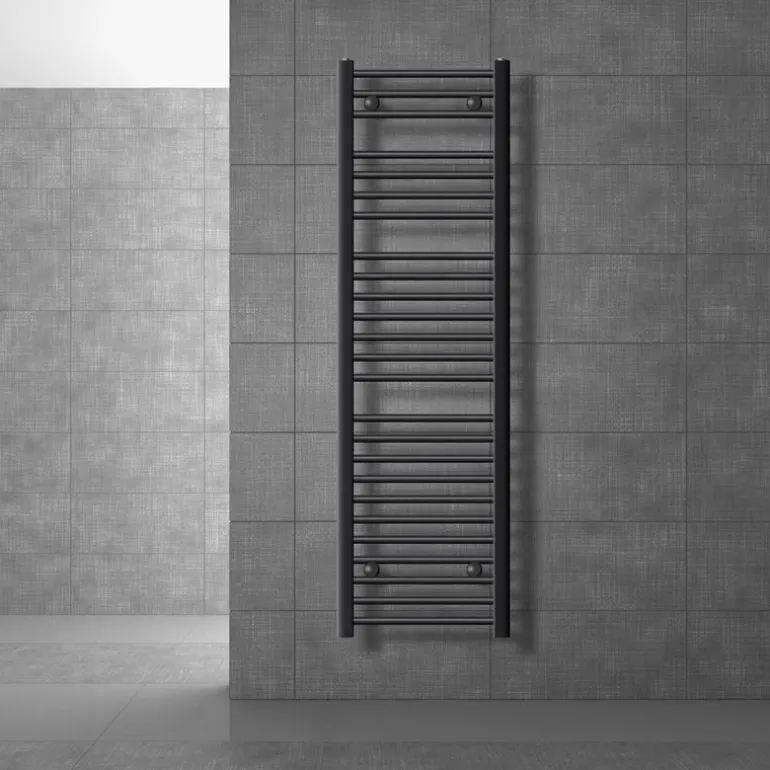 Badheizkörper Sahara 400x1500 mm Anthrazit gerade mit Seitenanschluss LuxeBath
