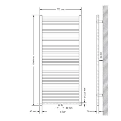Badheizkörper Sahara 750x1500 mm Anthrazit gebogen mit Mittelanschluss
