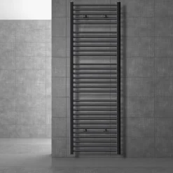 Badheizkörper Sahara 600x1800 mm Anthrazit gebogen mit Seitenanschluss LuxeBath