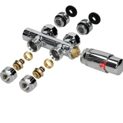 Badheizkörper Sahara 750x1800 mm Anthrazit gerade mit Mittelanschluss und Boden Anschlussgarnitur