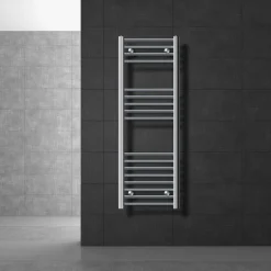 Badheizkörper Sahara 400x1200 mm Chrome gebogen mit Seitenanschluss LuxeBath