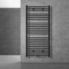 Badheizkörper Sahara 750x1500 mm Schwarz gerade mit Universal Thermostatventil LuxeBath