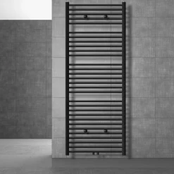 Badheizkörper Sahara 750x1800 mm Schwarz matt gerade mit Mittelanschluss LuxeBath