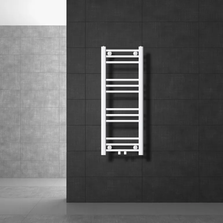 Badheizkörper Sahara 300x800 mm Weiß gerade mit Mittelanschluss LuxeBath