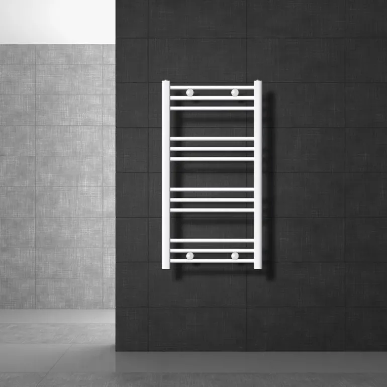 Badheizkörper Sahara 500x800 mm Weiß gebogen mit Seitenanschluss LuxeBath