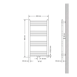 Badheizkörper Sahara 500x800 mm Weiß gerade mit Mittelanschluss