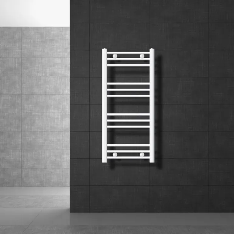Badheizkörper Sahara 400x800 mm weiß gebogen mit Seitenanschluss