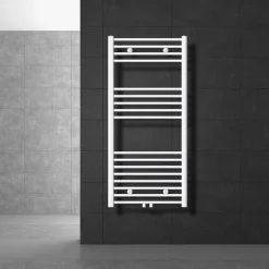 Badheizkörper Sahara 600x1200 mm Weiß gebogen mit Mittelanschluss LuxeBath