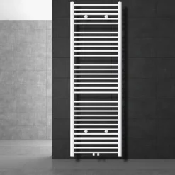 Badheizkörper Sahara 600x1800 mm Weiß gebogen mit Mittelanschluss LuxeBath