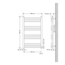 Badheizkörper Sahara 600x800 mm weiß gebogen mit Seitenanschluss