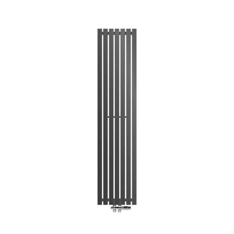 Badheizkörper Stella 370x1600 mm Anthrazit mit Boden Anschlussgarnitur