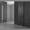Badheizkörper Stella 480x1400 mm anthrazit mit Boden Anschlussgarnitur
