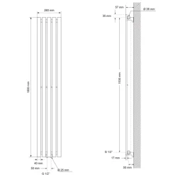 Badheizkörper Stella 260x1600 mm Weiß
