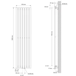 Badheizkörper Stella 370x1800 mm Weiß