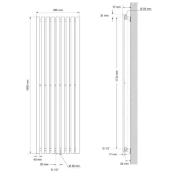 Badheizkörper Stella 480x1800 mm Weiß