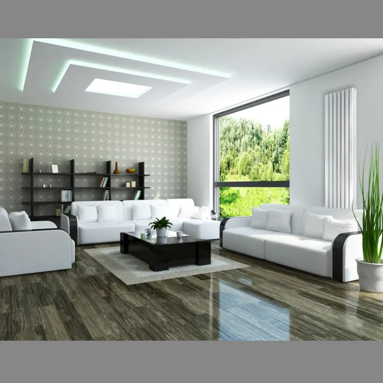Badheizkörper Stella 260x1400 mm Weiß mit Universale Anschlussgarnitur