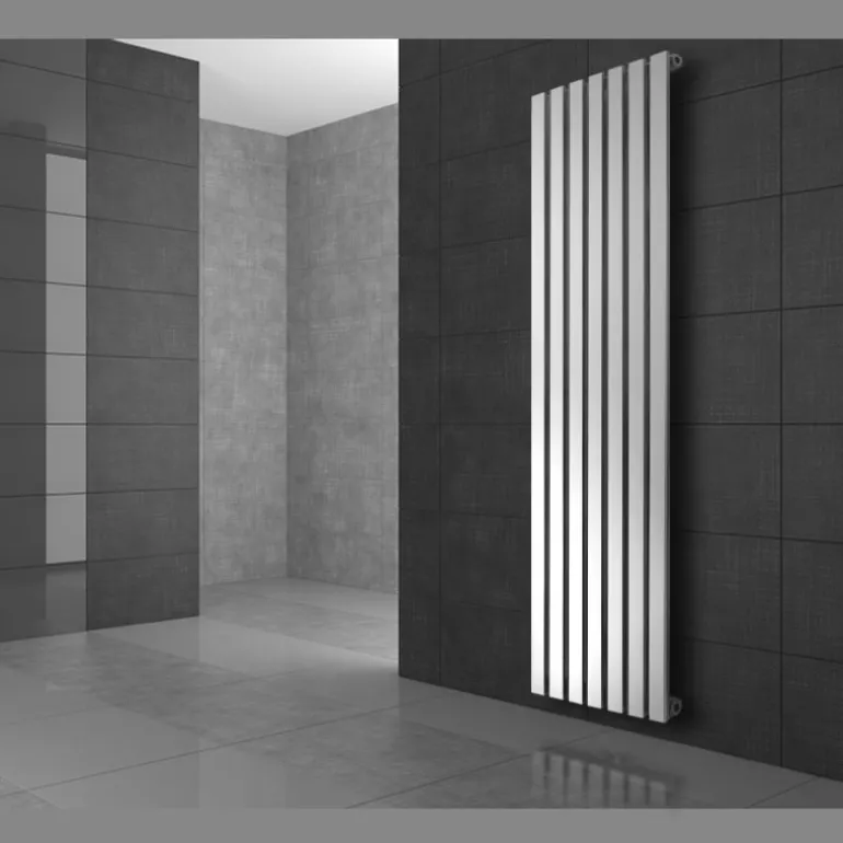 Badheizkörper Stella 260x1800 mm Weiß mit Wand Anschlussgarnitur