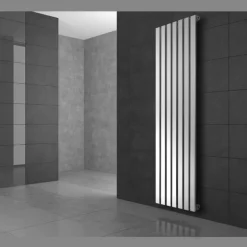 Badheizkörper Vertikal mit Mittelanschluss 370x1600 mm Weiß mit Universal Anschlussgarnitur LuxeBath