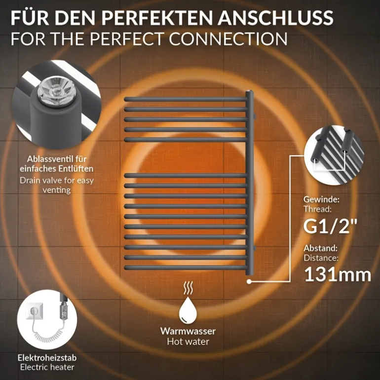 Badheizkörper 500x800 mm Anthrazit ML-Design