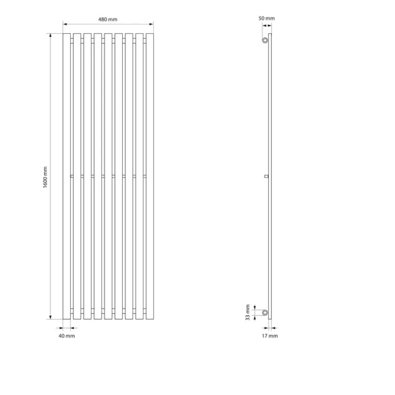 Badheizkörper 480x1600 mm Weiß mit Boden Anschlussgarnitur