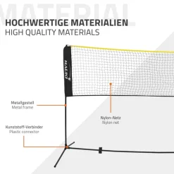 Badminton Netz inkl. 3 Federbällen 500x103x155 cm Schwarz aus Polyethylen