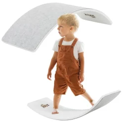 Balance Board für Kinder 83x30 cm Grau/Weiß aus Lindensperrholz bis 100kg Joyz
