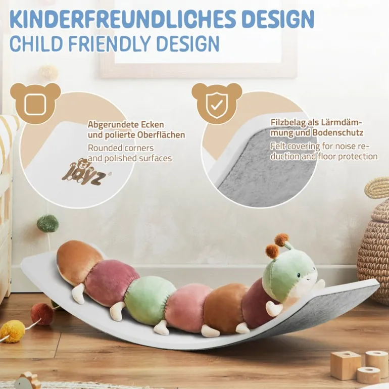 Balance Board für Kinder 83x30 cm Grau/Weiß aus Lindensperrholz bis 100kg Joyz