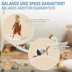 Balance Board für Kinder 83x30 cm Grau/Weiß aus Lindensperrholz bis 100kg Joyz
