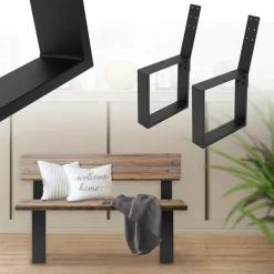 Bankgestell Bankkufen 2er Set O-Design 40 x 78,5 cm Schwarz aus Stahl ML-Design