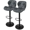 Barhocker 2er Set Anthrazit Kunstlederbezug mit Rückenlehne und Fußstütze höhenverstellbar 59-79cm ML-Design