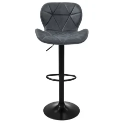 Barhocker 2er Set Anthrazit Kunstlederbezug mit Rückenlehne und Fußstütze höhenverstellbar 59-79cm ML-Design