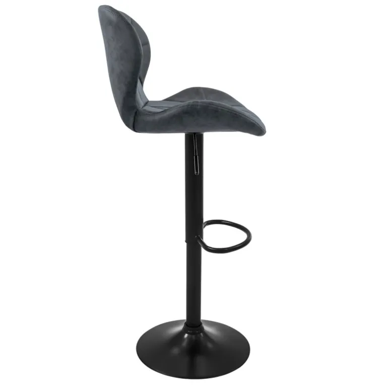 Barhocker 2er Set Anthrazit Kunstlederbezug mit Rückenlehne und Fußstütze höhenverstellbar 59-79cm ML-Design