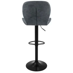 Barhocker 2er Set Anthrazit Kunstlederbezug mit Rückenlehne und Fußstütze höhenverstellbar 59-79cm ML-Design