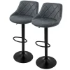 Barhocker 2er Set Anthrazit Kunstlederbezug mit Rückenlehne und Fußstütze höhenverstellbar 62-82 cm ML-Design