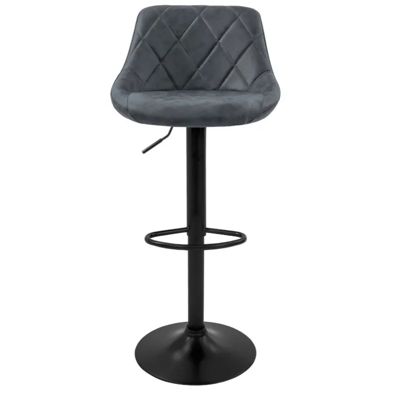 Barhocker 2er Set Anthrazit Kunstlederbezug mit Rückenlehne und Fußstütze höhenverstellbar 62-82 cm ML-Design