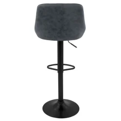 Barhocker 2er Set Anthrazit Kunstlederbezug mit Rückenlehne und Fußstütze höhenverstellbar 62-82 cm ML-Design