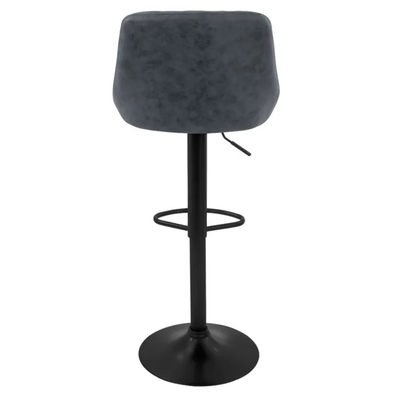Barhocker 2er Set Anthrazit Kunstlederbezug mit Rückenlehne und Fußstütze höhenverstellbar 62-82 cm ML-Design