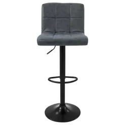 Barhocker 2er Set Anthrazit Kunstlederbezug mit Rückenlehne und Fußstütze höhenverstellbar 63-83cm ML-Design
