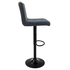 Barhocker 2er Set Anthrazit Kunstlederbezug mit Rückenlehne und Fußstütze höhenverstellbar 63-83cm ML-Design